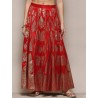 индийская длинная юбка красная с золотым принтом