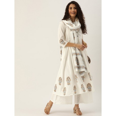 индийский женский хлопковый костюм белый