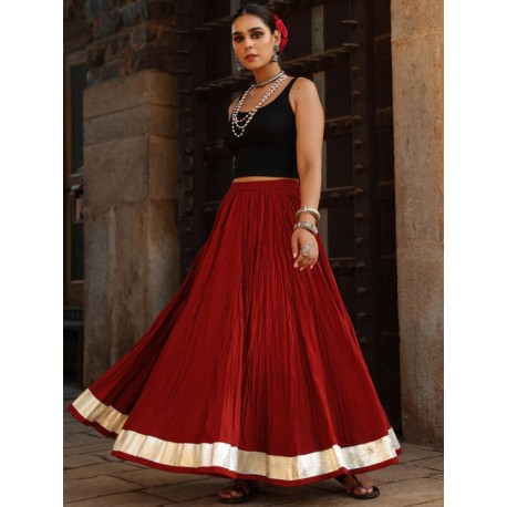 длинная индийская юбка бордовая с золотой тесьмой