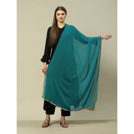 индийская дупатта бирюзовая с золотом