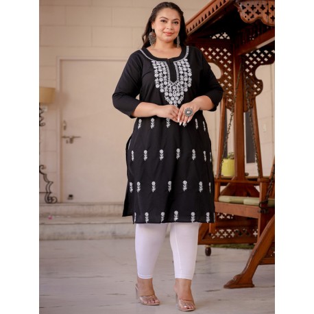 индийская туника черная с белой вышивкой