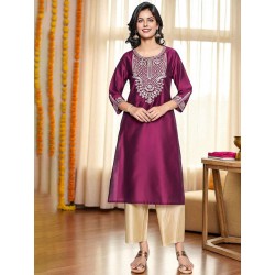 индийская туника фиолетовая с вышивкой