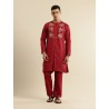 индийский мужской красный костюм с вышивкой