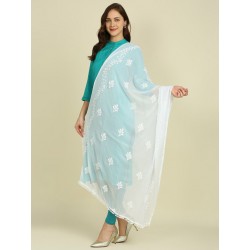 индийская дупатта белая с вышивкой