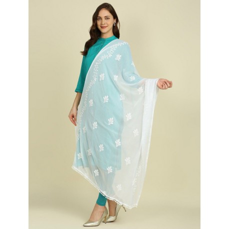 индийская дупатта белая с вышивкой