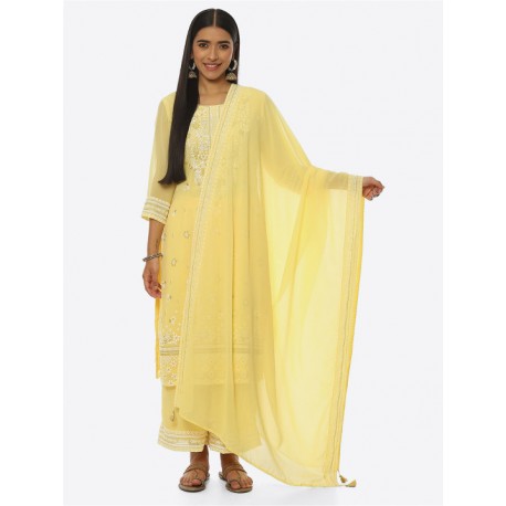 индийская дупатта желтая с кисточками