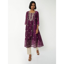 индийское платье анаркали фиолетовое с вышивкой