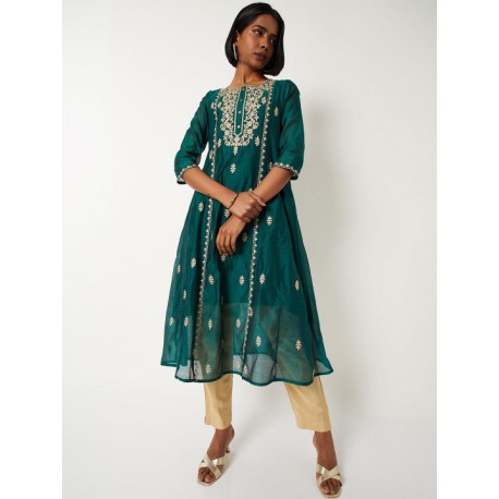 индийское бирюзовое платье анаркали с вышивкой