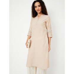 индийская туника бежевая с вышивкой