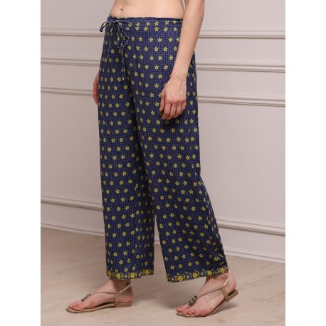 индийские синие штаны с желтыми цветами