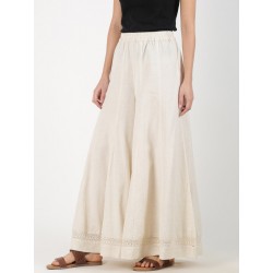 индийские брюки палаццо широкие кремовые с кружевом