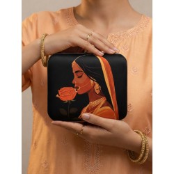 индийская сумка клатч черная с индийской девушкой