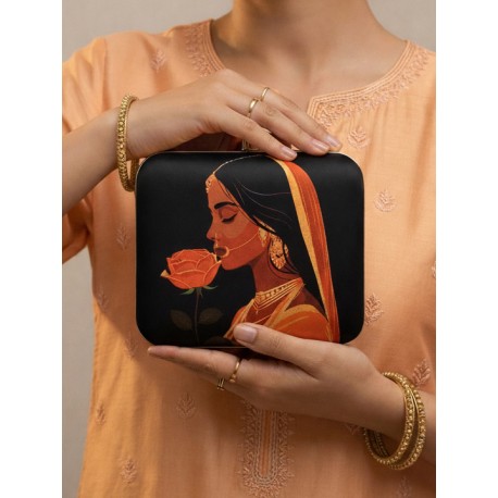 индийская сумка клатч черная с индийской девушкой