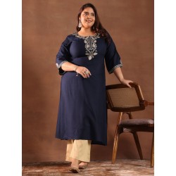 индийская туника темно синяя с вышивкой