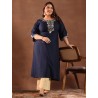 индийская туника темно синяя с вышивкой