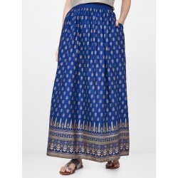 длинная синяя индийская юбка S размер