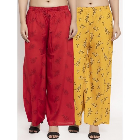 индийские брюки палаццо красные/ желтые M