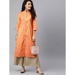 индийская туника оранжевая с вышивкой XL
