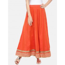 длинная индийская оранжевая юбка