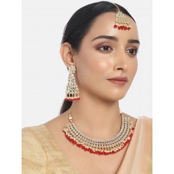 комплект индийских украшений - пара серег, ожерелье, тика