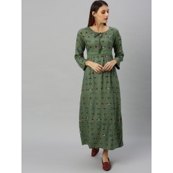 длинное индийское платье зеленое S