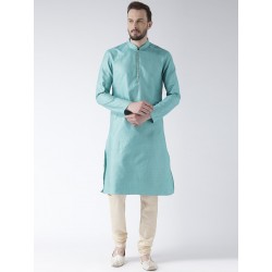 индийский мужской костюм голубой - курта и чуридары - L