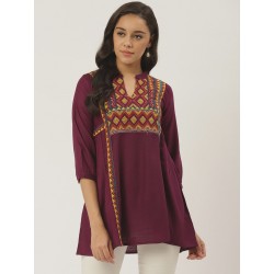 короткая индийская блузка фиолетовая с вышивкой 2XL