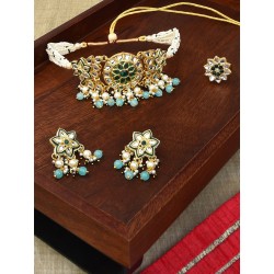 индийский комплект украшений - ожерелье, серьги, кольцо